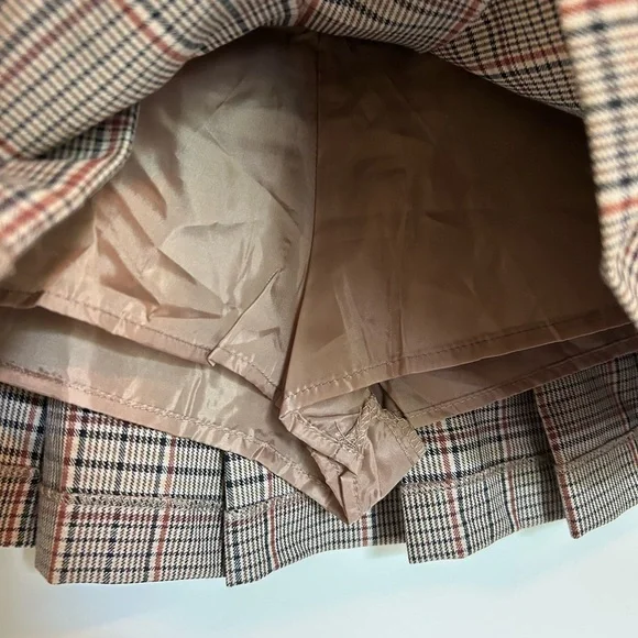 Altar'd State Checkered Mini Skirt with Buckle and under skort - Picture 3 of 6